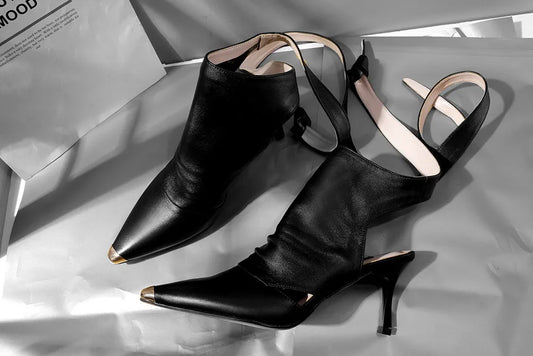 Gilded Lace-Up Pointed Bootie