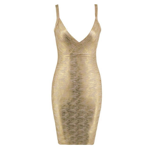 Gold Bronzing Celebrity Bandage Dress