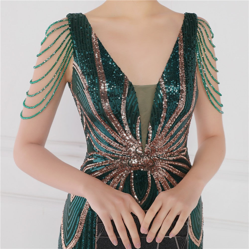 Artisan Beaded Sequin Mermaid Gown