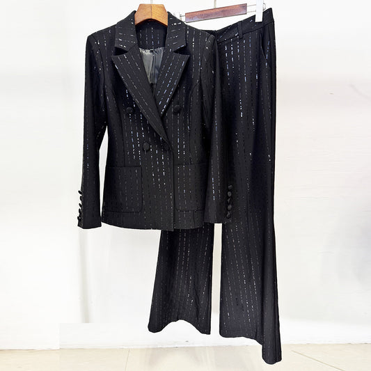 Sequin Beadwork Power Suit Set