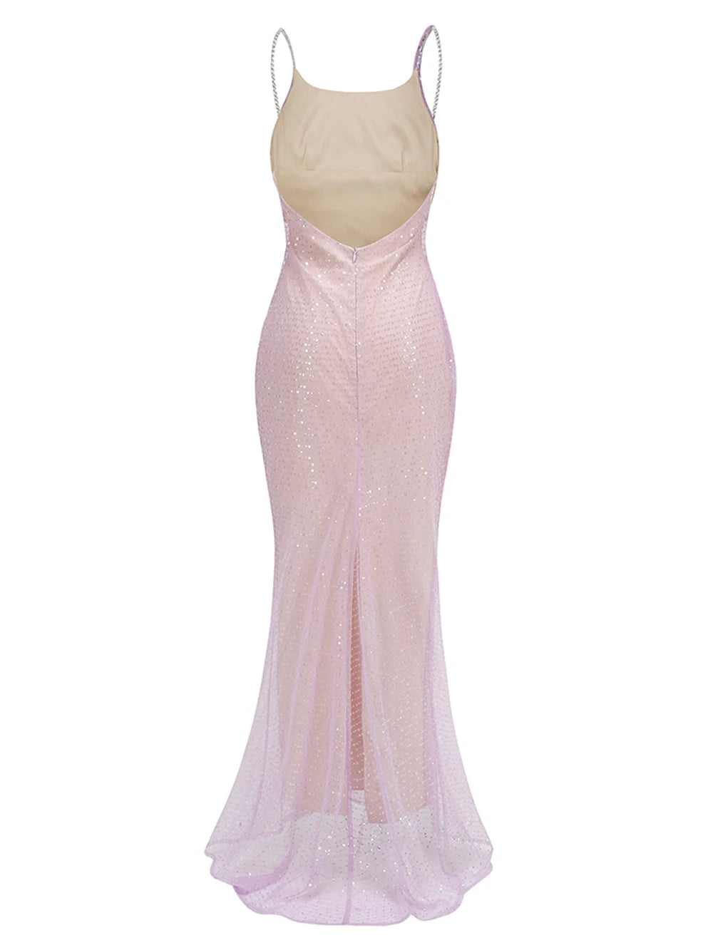 Celebrity Sequin Mesh Chain Gown