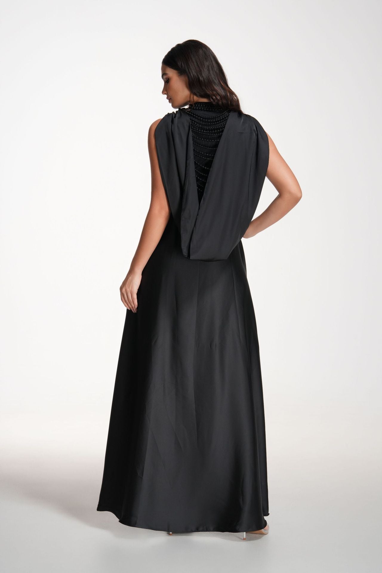 Regal Beaded High-Low Evening Gown