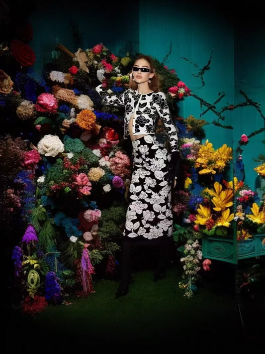 Bloom & Balance Floral Top & Midi Skirt Set