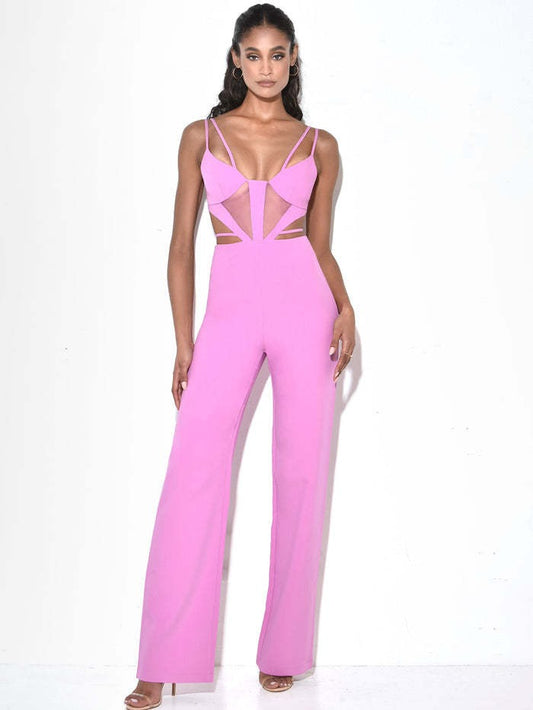 Empire State Pink Suspender Jumpsuit