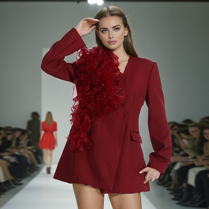 Rosette Mesh Panel Suit Set