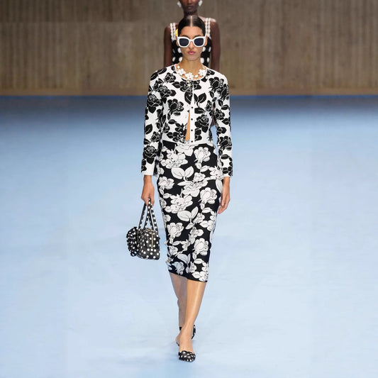 Bloom & Balance Floral Top & Midi Skirt Set