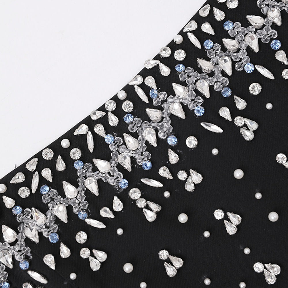 French Couture Diamond-Studded Strapless Gown