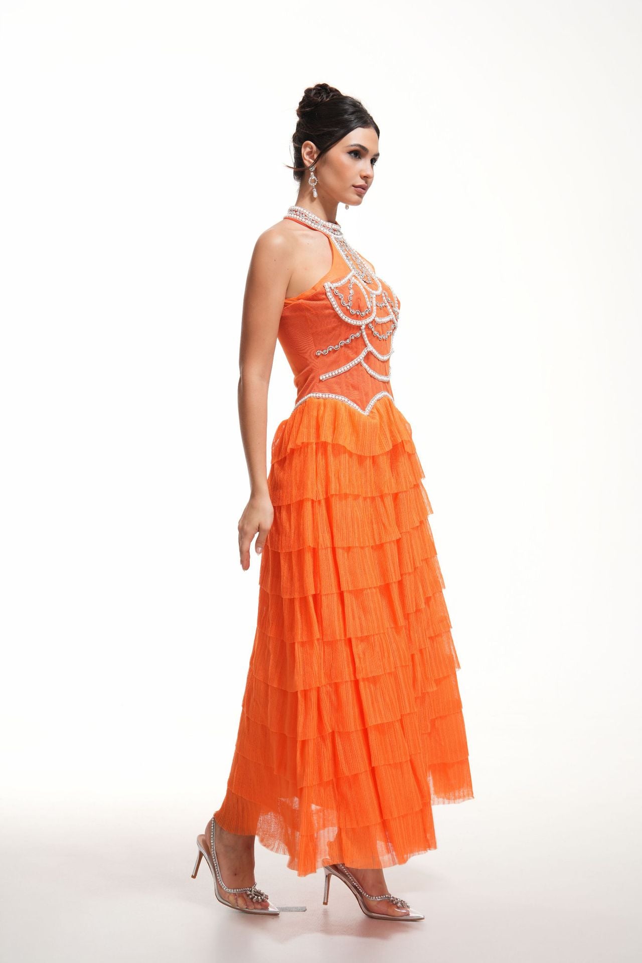 Chandelier Beaded Halter Gown