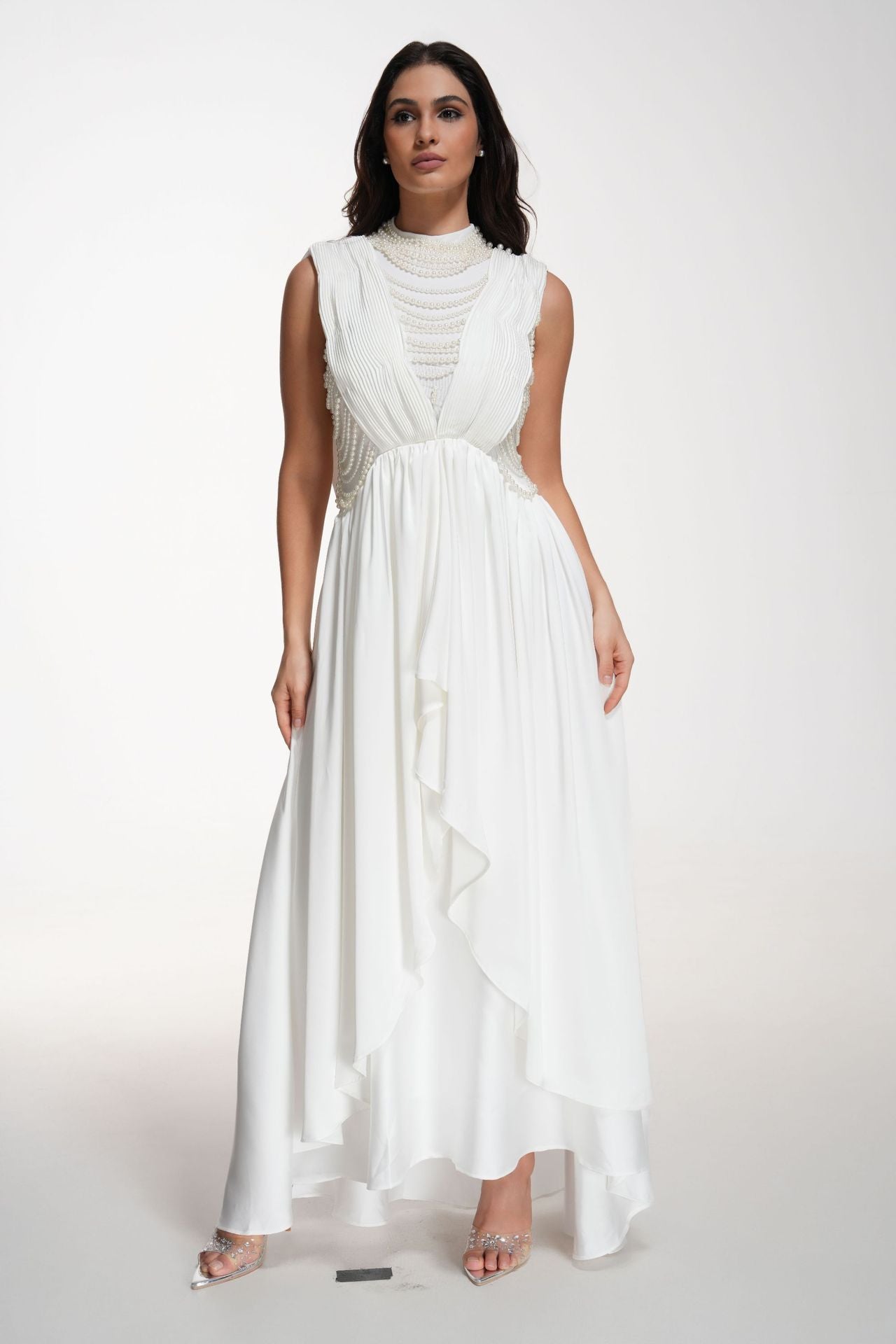 Regal Beaded High-Low Evening Gown