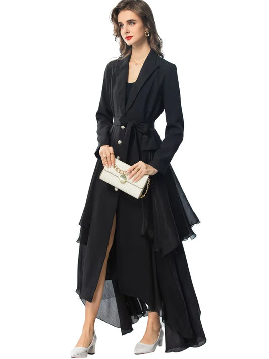 Belted Ruffle Trench Coat
