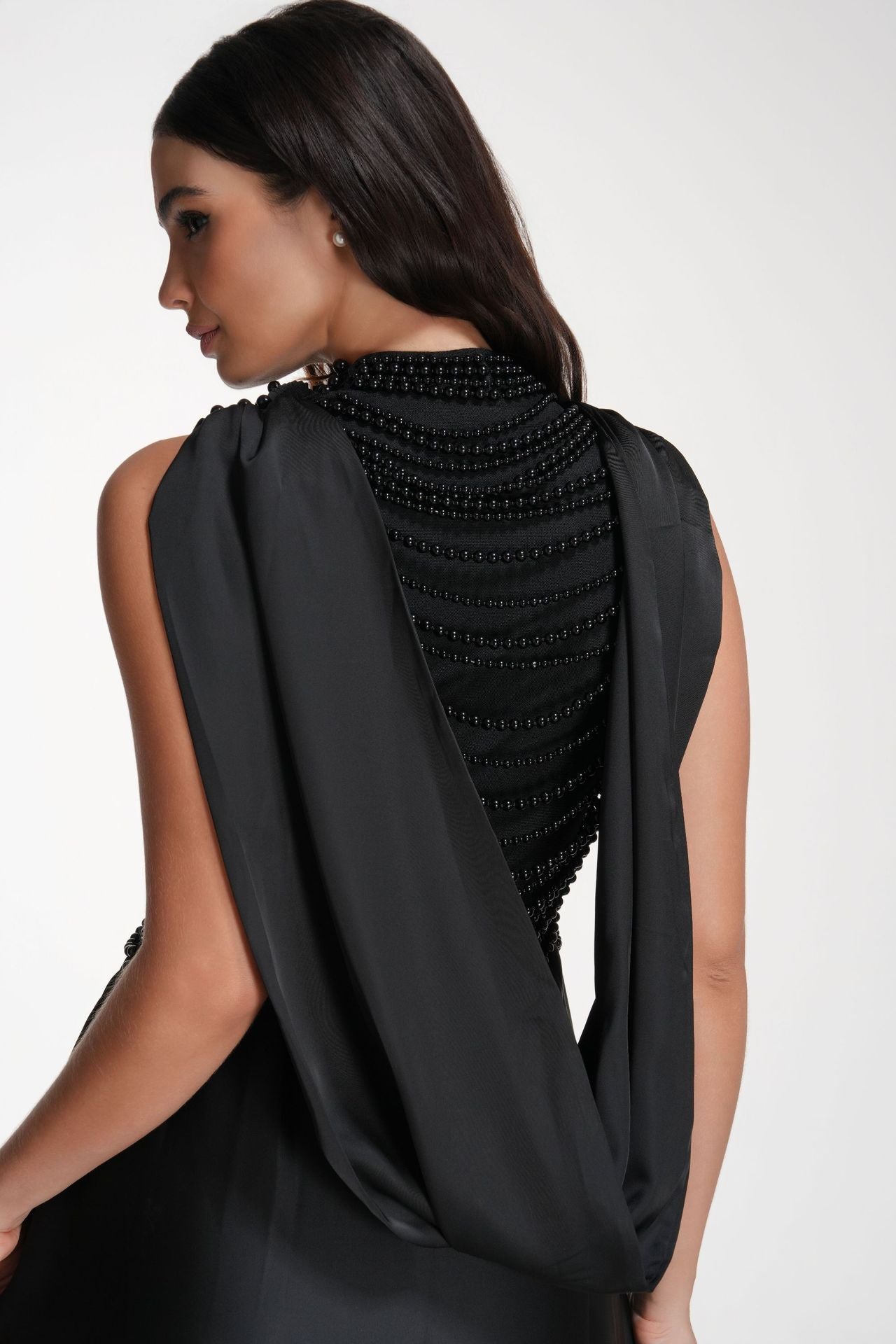 Regal Beaded High-Low Evening Gown
