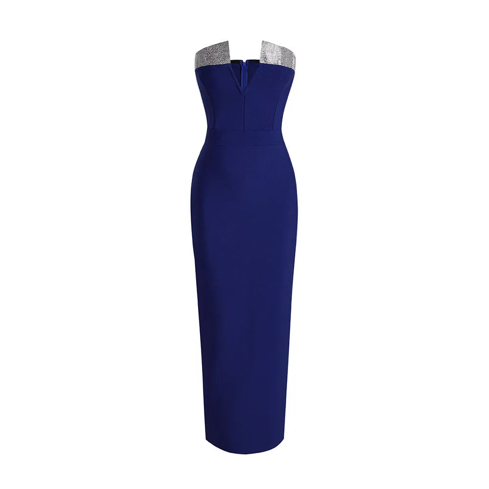 Azure Radiance Strapless Diamond Bandage Gown