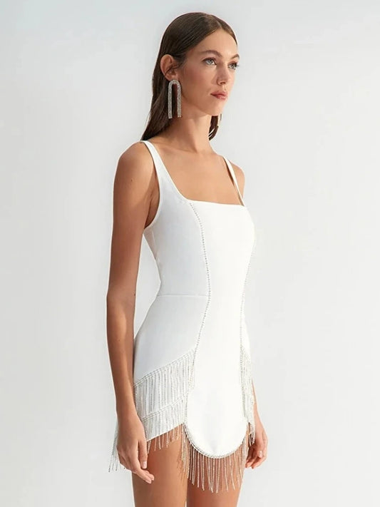Aurora Diamond Tassel Bandage Mini Dress