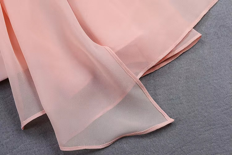 Rosé Veil Cloak-Sleeve Dress