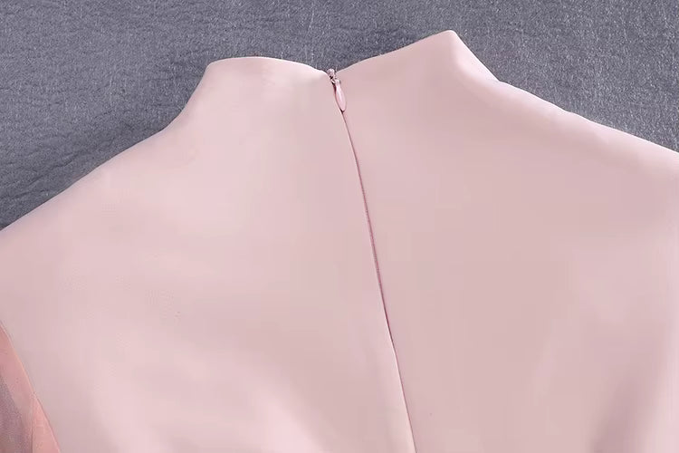 Rosé Veil Cloak-Sleeve Dress