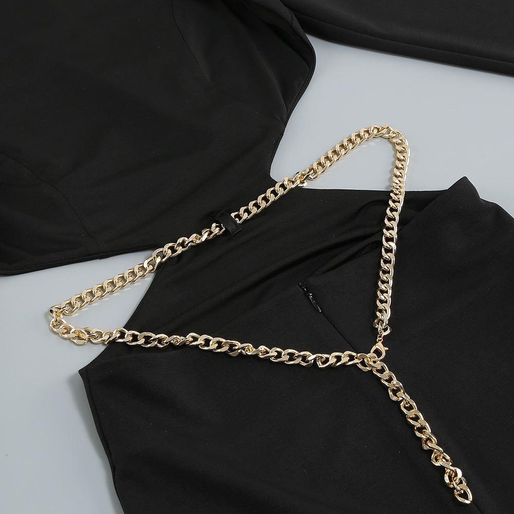 Chainlight Backless Midi Dress