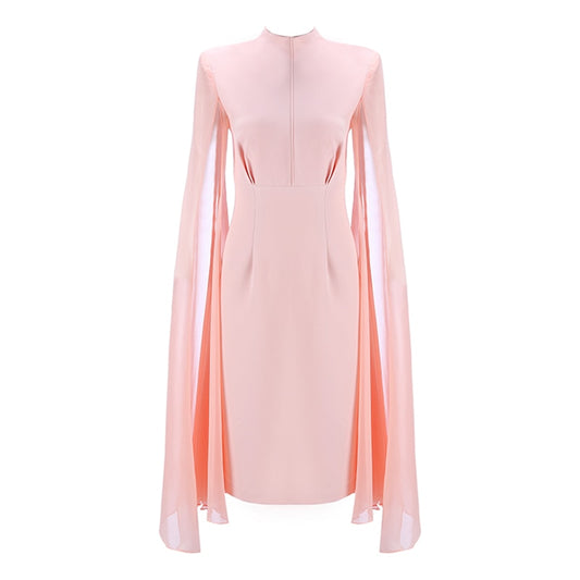 Rosé Veil Cloak-Sleeve Dress