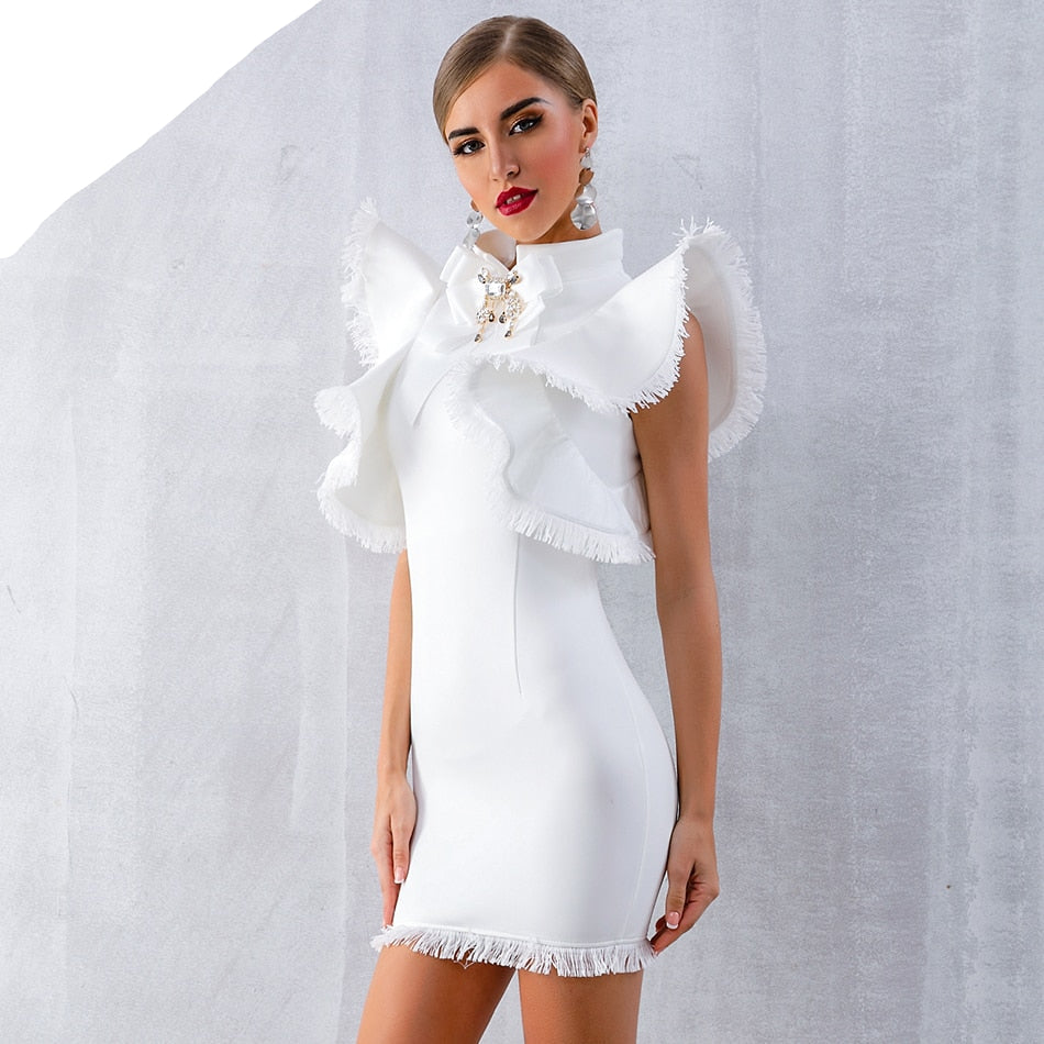 Diamond Fringe Ruffle Bodycon