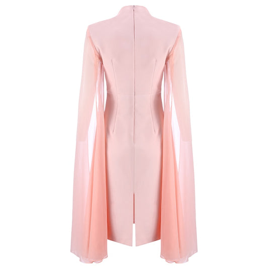 Rosé Veil Cloak-Sleeve Dress